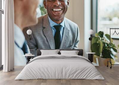 African American businessman laughing with a colleague in an off Wall mural