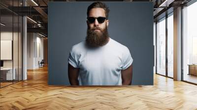 Bearded handsome man with sunglasses Wall mural