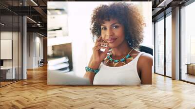 black female entrepreneur at office Wall mural