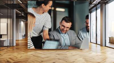 Businesspeople having a boardroom meeting Wall mural