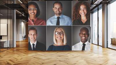 Diverse group of smiling young businessmen and businesswomen Wall mural