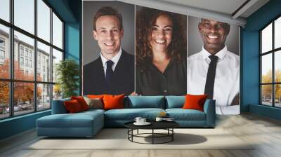 diverse group of young businesspeople smiling confidently Wall mural