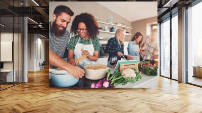 Five friends cooking Wall mural