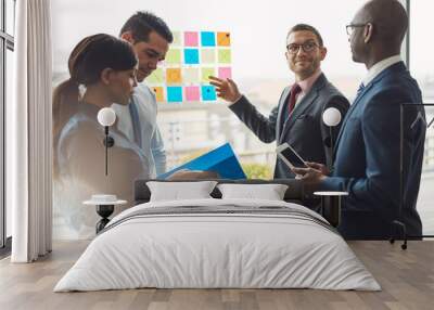 group of business people with notes on window Wall mural