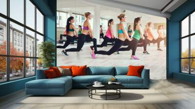 group of fit and healthy women exercising Wall mural