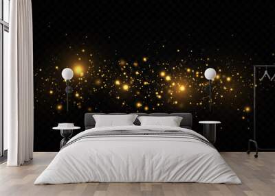 Beautiful sparks shine with special light. The dust sparks and golden stars shine with special light. Christmas Abstract stylish light effect. Wall mural