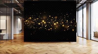 Beautiful sparks shine with special light. The dust sparks and golden stars shine with special light. Christmas Abstract stylish light effect. Wall mural