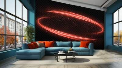 Space wave with light effect. Sparkling stardust. Glitter bright trail, glowing waves twinkle in transparent background. Wall mural