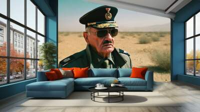 photo of older commander soldier in combat armor outfit on mission scene , generative AI Wall mural