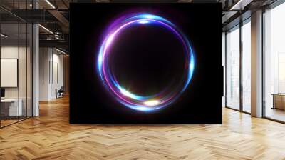 Abstract 3d illustration neon background. luminous swirling. Glowing spiral cover. Black elegant. Halo around. Power isolated. Sparks particle.Space tunnel. LED color ellipse. Glint glitter. Wall mural