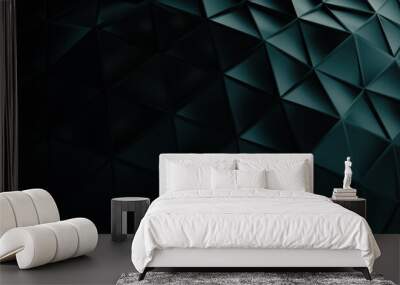 Abstract black plastic surface made from connected triangles. 3d illustration Wall mural