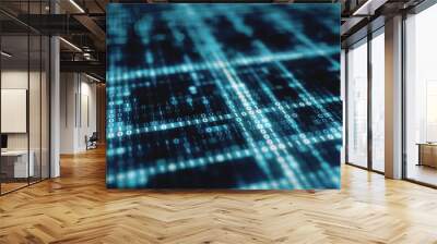 Abstract blue futuristic background of information technology binary digital data code 3d illustration Wall mural