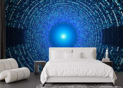 Abstract blue futuristic tunnel illustration technology concept Wall mural