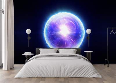 Abstract magic sphere with molecules of compounds 3d illustration Wall mural