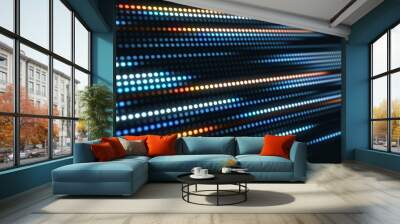 Abstract motion background, blue and orange light streaks 3d illustration Wall mural