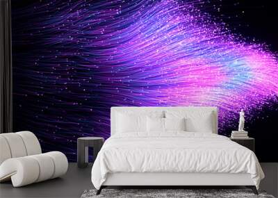 Abstract orange particles of optical fiber 3d illustration Wall mural