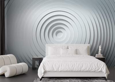 Abstract pattern of circles with the effect of displacement. White clean rings animation. Abstract background for business presentation. 3d illustration Wall mural