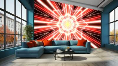 Abstract red glow ray background with ornament Wall mural