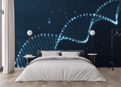 DNA rotation from hexadecimal code 3d illustration Wall mural