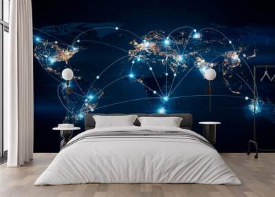 Global business concept of connections and information transfer in the world 3d illustration Wall mural