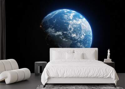 Glow planet Earth view from dark space 3d illustration Wall mural