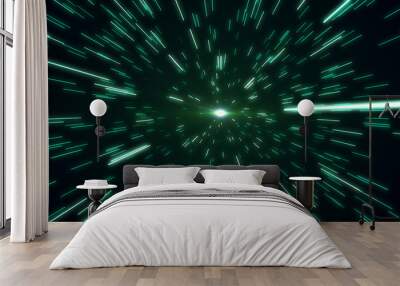 hyperspace star field zoom blur 3d illustration Wall mural