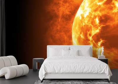 Sun surface with solar flares. Abstract scientific background. 3d illustration Wall mural