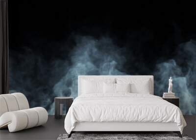 white steam spins and rises from below. white line smoke rises from a large pot, which is located be Wall mural