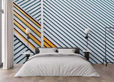 yellow and white striped facade Wall mural