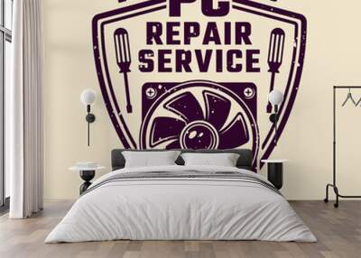 PC repair service vector shield emblem or badge Wall mural