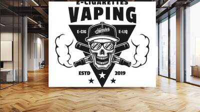 Skull and two crossed e-cigarettes vector emblem Wall mural