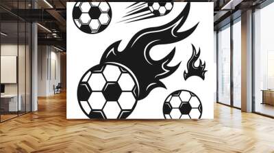 Soccer ball set of vector various black objects Wall mural