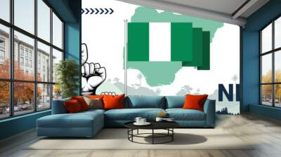 Celebrate Nigeria independence in style with bold and iconic flag colors. raising fist in protest or showing your support, this design is sure to catch the eye and ignite your patriotic spirit! Wall mural