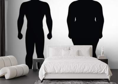 Fat and thin man silhouette vector on white background Wall mural