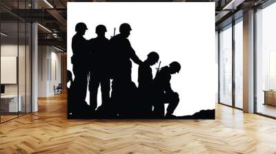 Sad soldiers troop silhouette vector, military concept. Wall mural