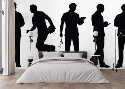 Set of doctor silhouette vector on white background Wall mural