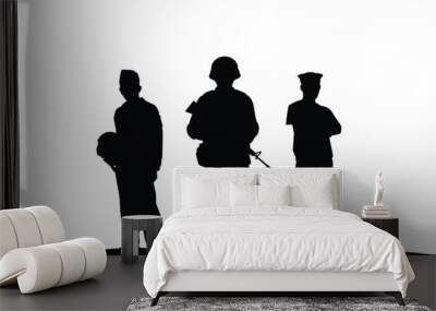 Soldier with army navy and air force silhouette background, people design vector illustration. Wall mural