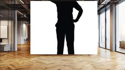 Standing man silhouette vector on white Wall mural