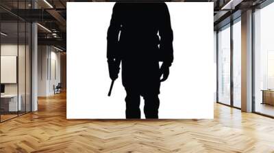 Standing soldier with weapon silhouette vector Wall mural