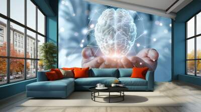 Multiple Doctors Analyzing Brain Hologram Wall mural