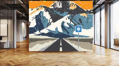 mountains road landscape. Wall mural