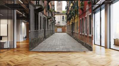 Narrow empty street in venice Old town Wall mural