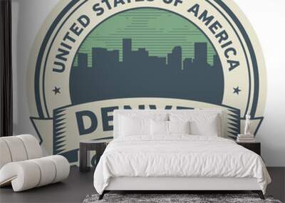 Stamp or label with name of Denver, Colorado Wall mural