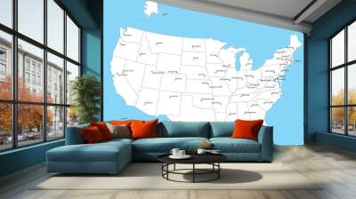 USA vector map with Capitals Wall mural