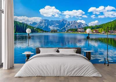 Dolomites landscape in summer by Misurina lake, Italy Wall mural