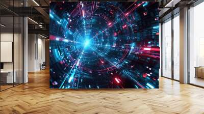 3d Stereoscopic Technology Futuristic Background Wall mural