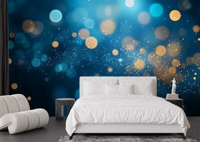 Abstract Blue and Gold Bokeh Background Wall mural