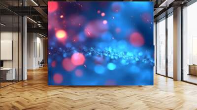 Abstract Blue and Red Bokeh Lights Background Wall mural