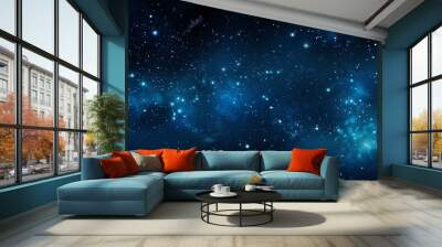 Abstract blue space background with stars and nebula Wall mural