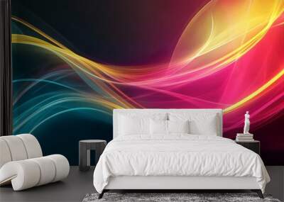 Abstract colorful wave background with neon glow and light effect Wall mural